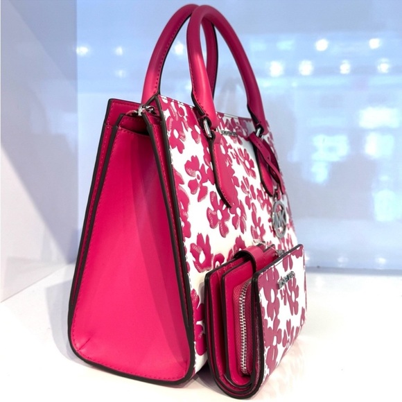 Michael Kors Sheila Medium Floral Print Satchel Bag & Matching Bifold Wallet Set - Picture 4 of 14